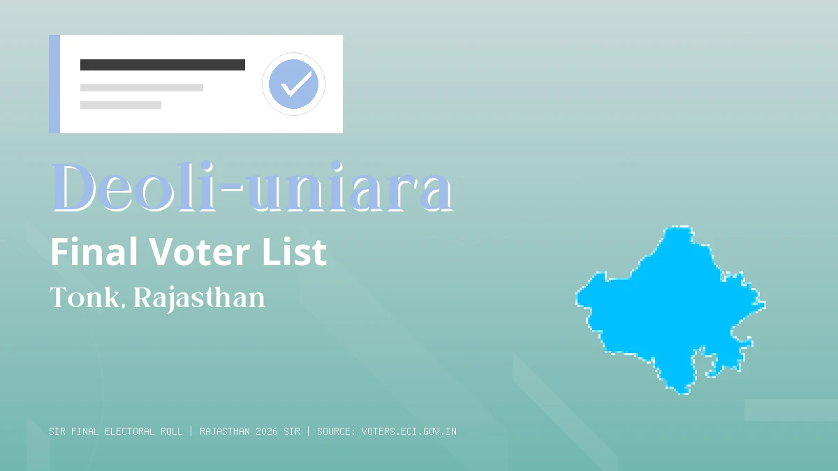 Deoli-uniara Final Voter List Rajasthan