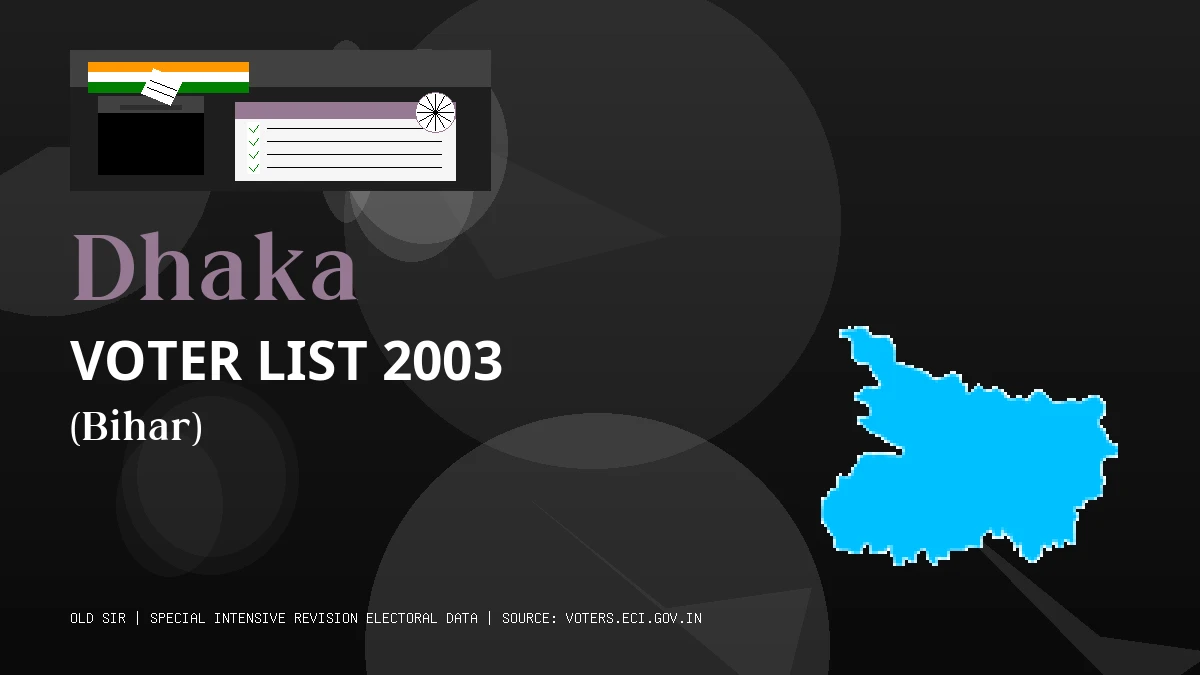 Dhaka Voter List 2003 PDF Download Bihar