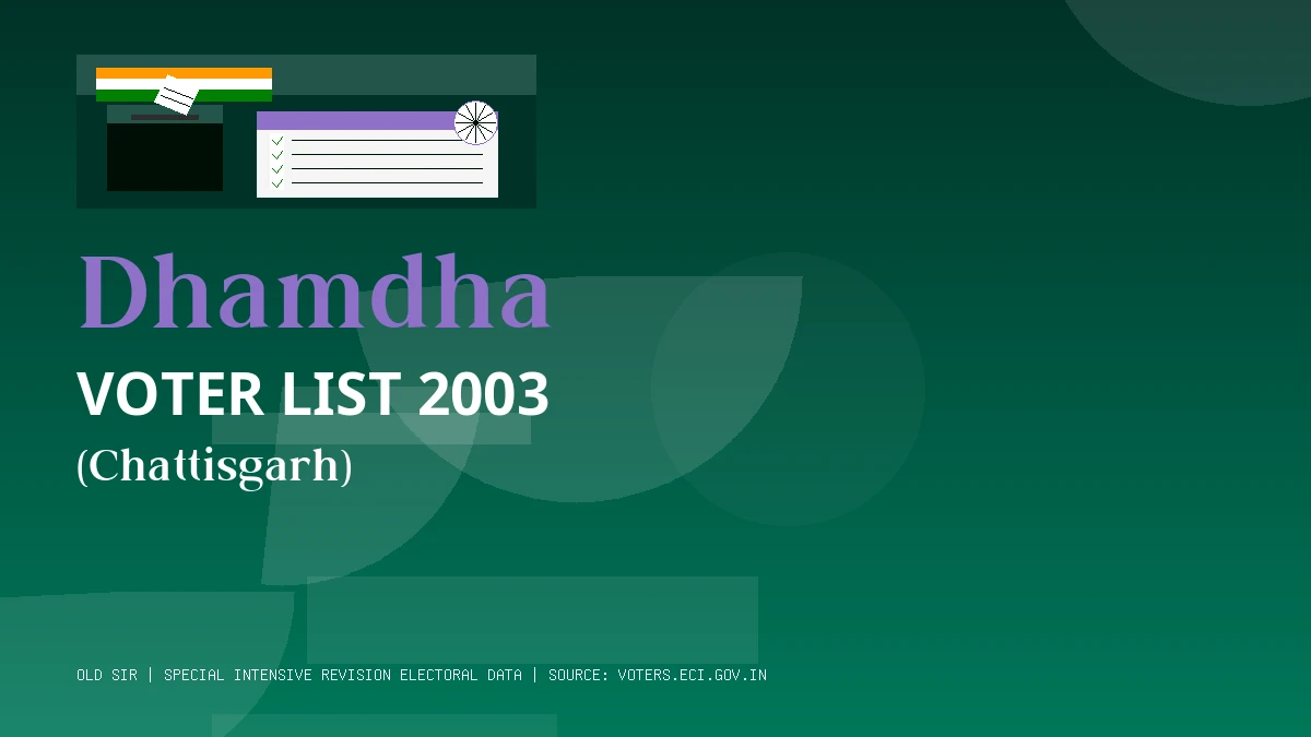 Dhamdha Voter List 2003 PDF Download Chattisgarh