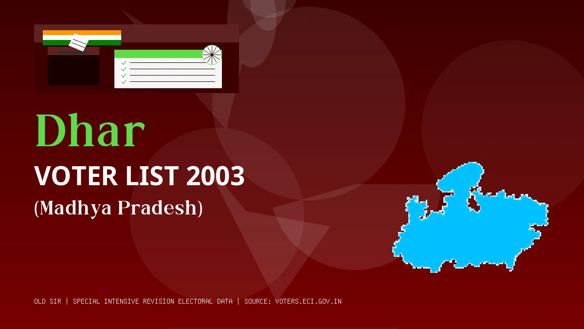 Dhar Voter List 2003 PDF Download Madhya Pradesh