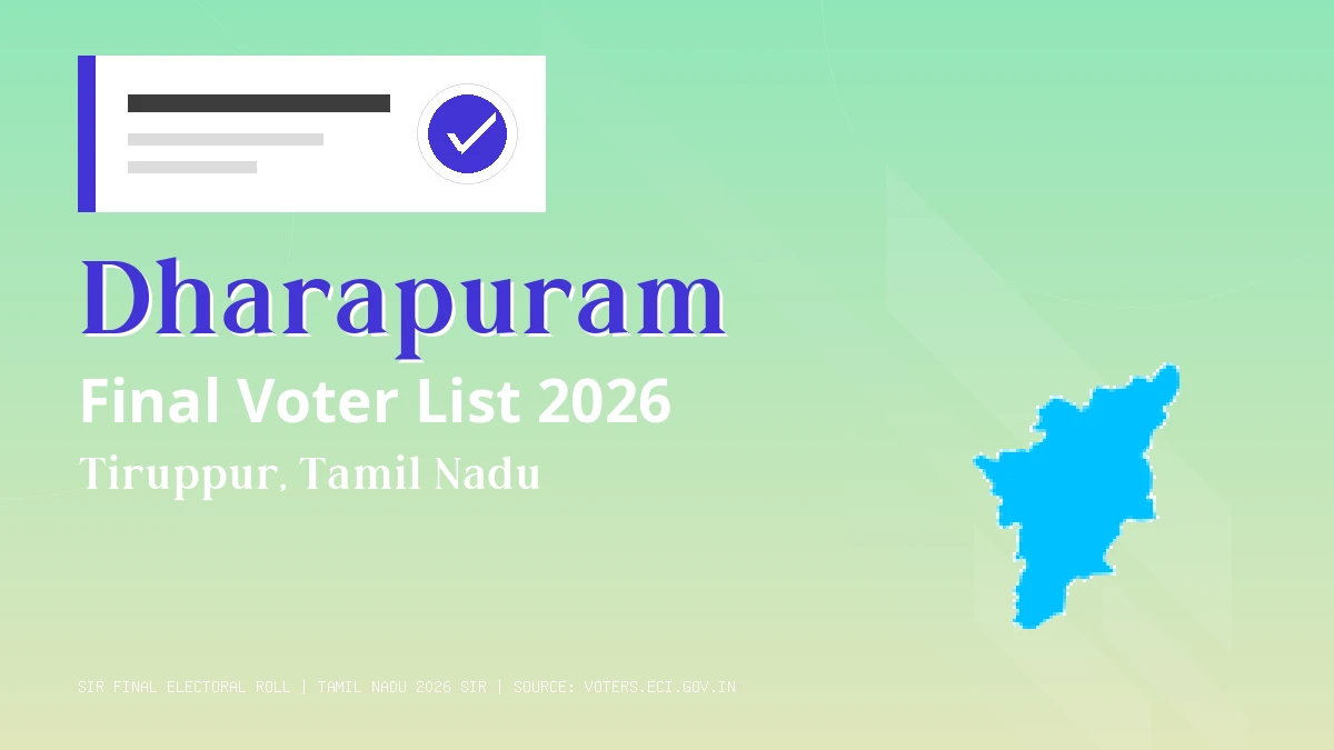 Dharapuram Final Voter List 2026 Tamil Nadu