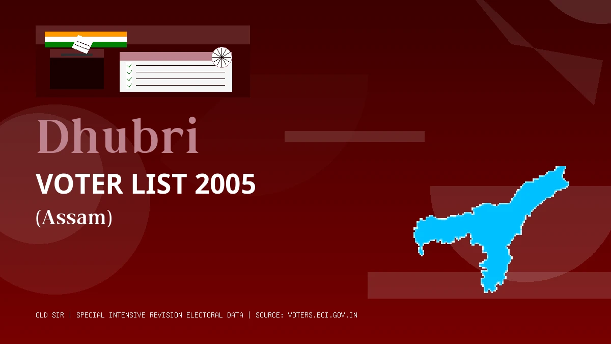 Dhubri Voter List 2005 PDF Download Assam