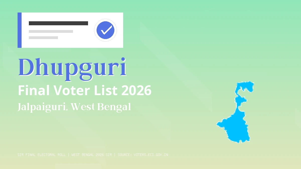 Dhupguri Final Voter List 2026 West Bengal