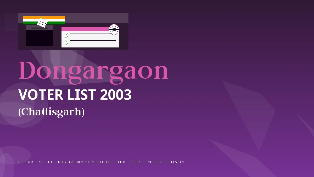 Dongargaon Voter List 2003 PDF Download Chattisgarh