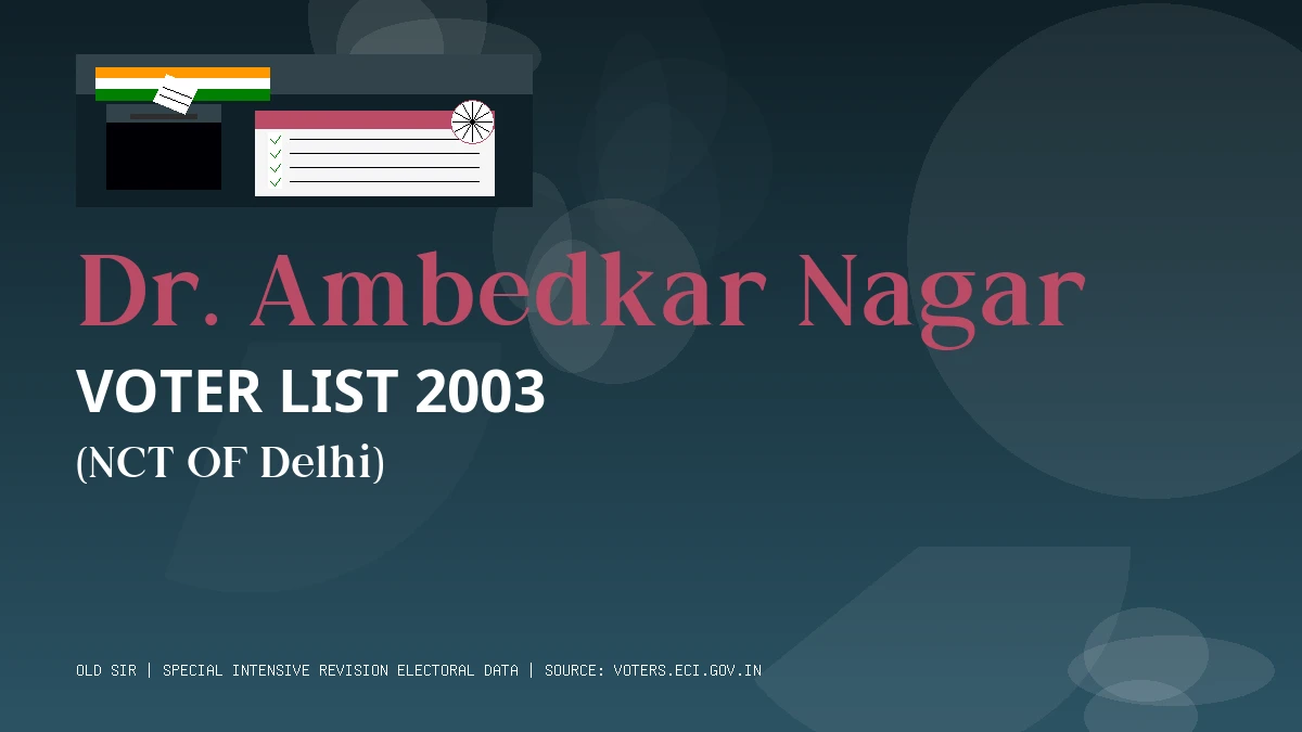 Dr. Ambedkar Nagar Voter List 2003 PDF Download NCT OF Delhi