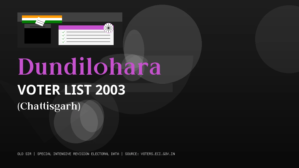 Dundilohara Voter List 2003 PDF Download Chattisgarh
