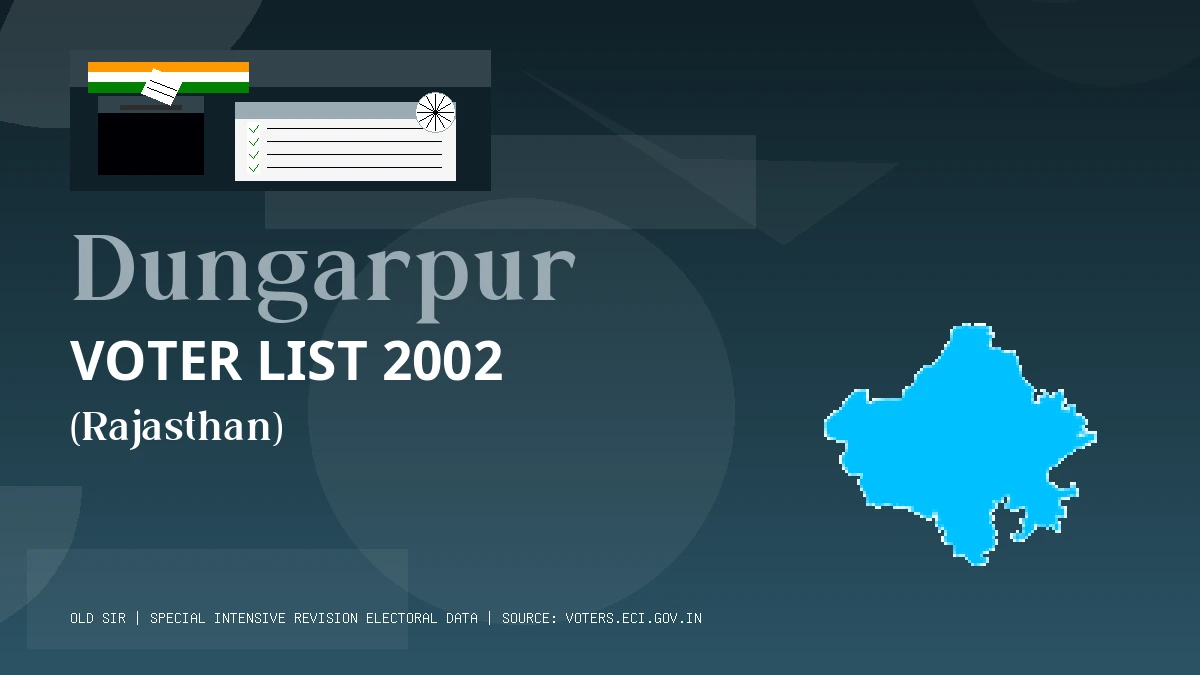 Dungarpur Voter List 2002 PDF Download Rajasthan