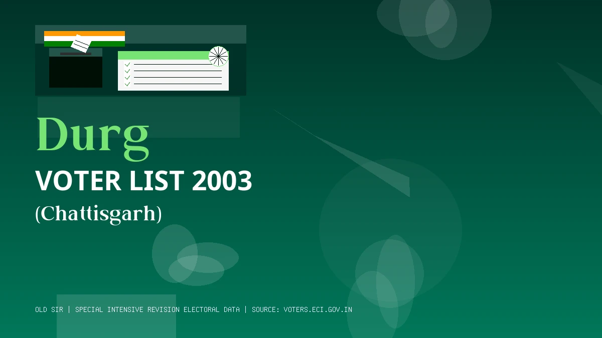 Durg Voter List 2003 PDF Download Chattisgarh