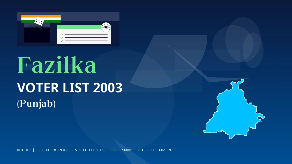 Fazilka Voter List 2003 PDF Download Punjab