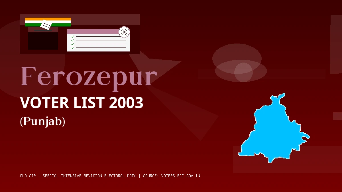 Ferozepur Voter List 2003 PDF Download Punjab