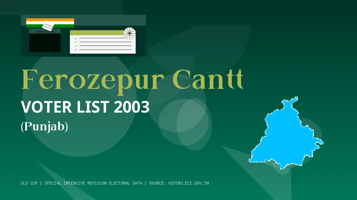 Ferozepur Cantt Voter List 2003 PDF Download Punjab