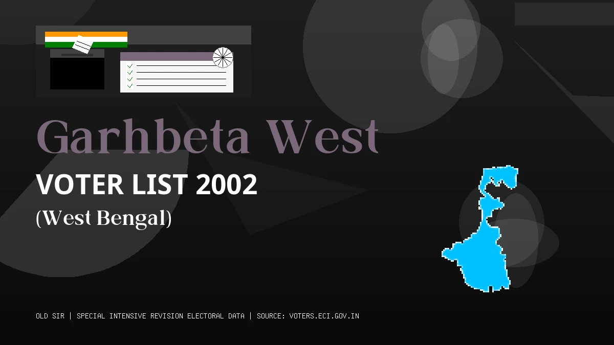 Garhbeta West Voter List 2002 PDF Download West Bengal