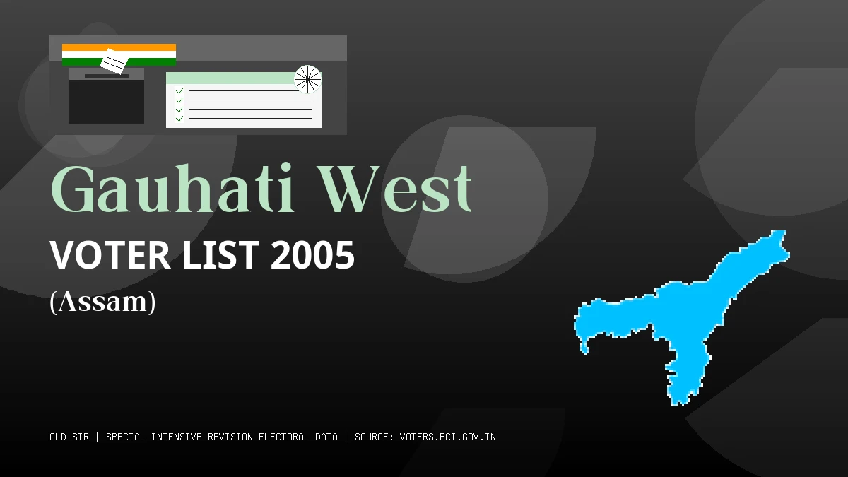 Gauhati West Voter List 2005 PDF Download Assam