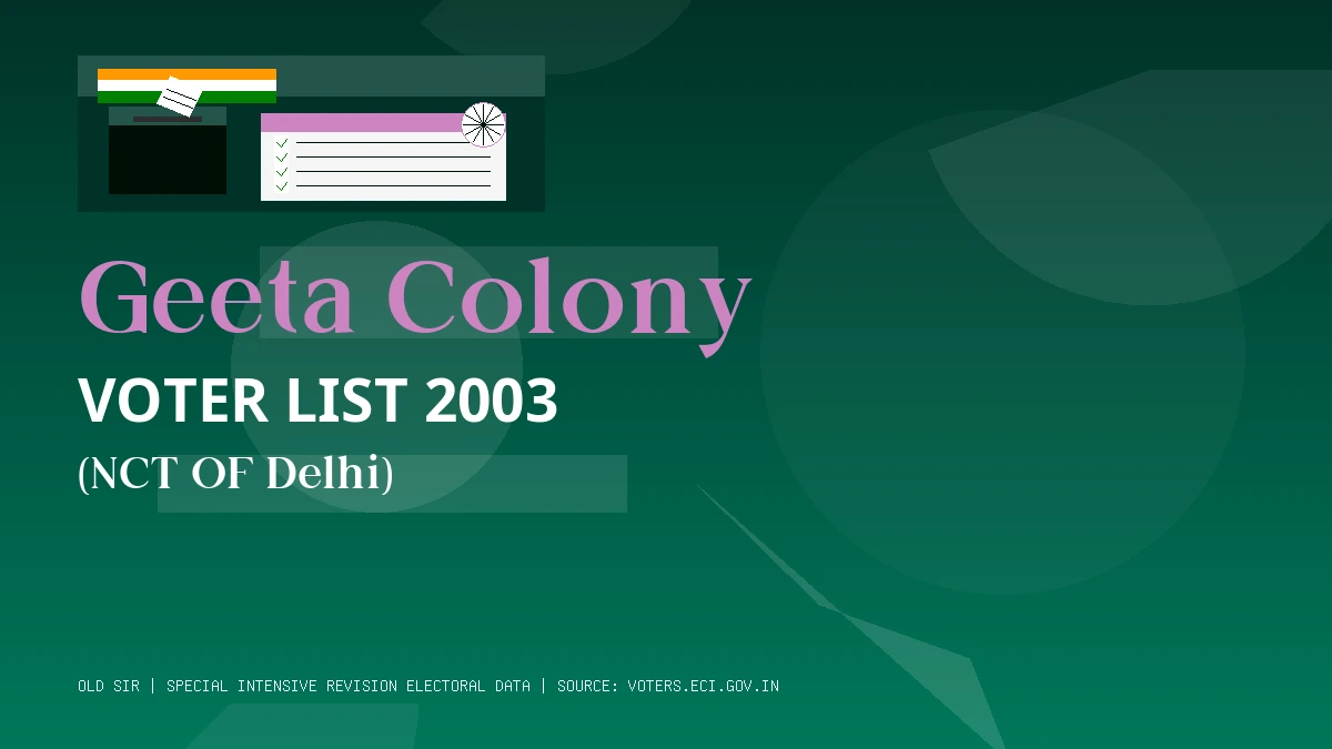Geeta Colony Voter List 2003 PDF Download NCT OF Delhi