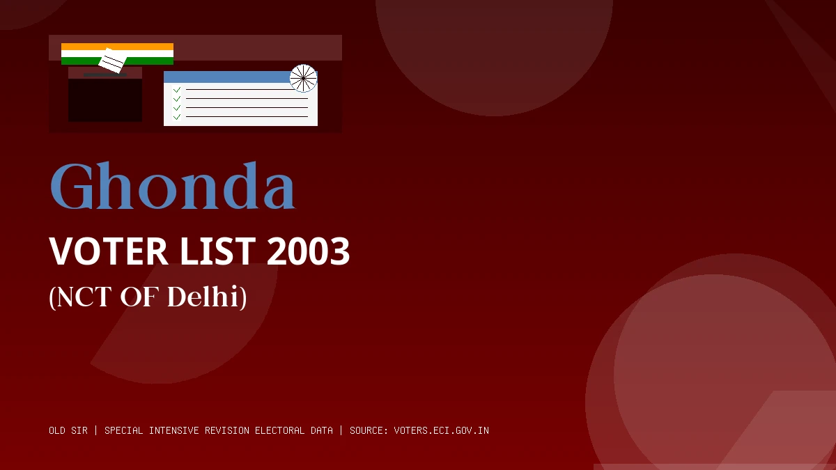 Ghonda Voter List 2003 PDF Download NCT OF Delhi