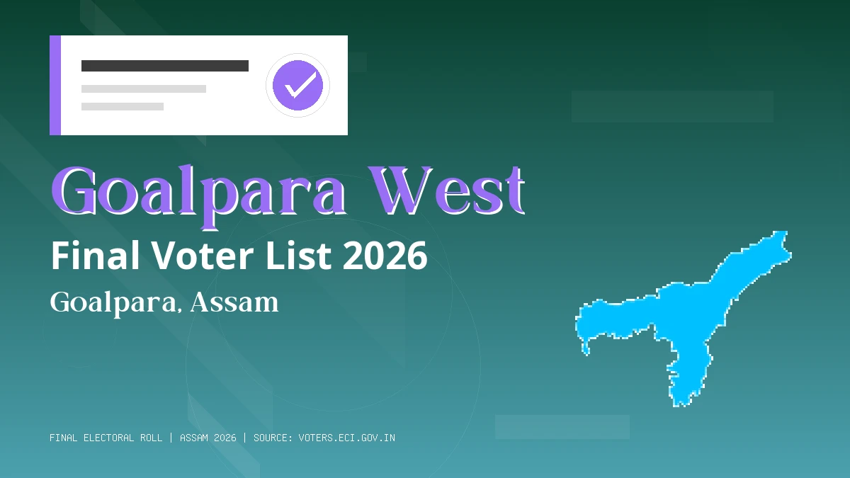 Goalpara West Final Voter List 2026 Assam