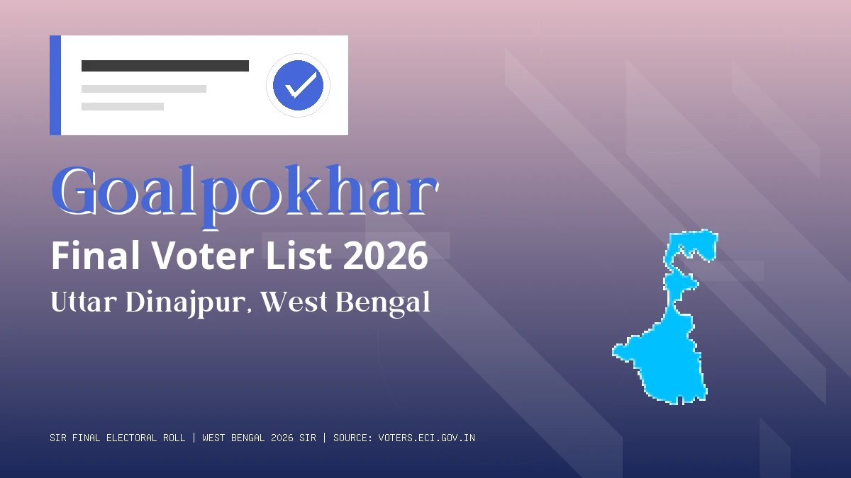 Goalpokhar Final Voter List 2026 West Bengal