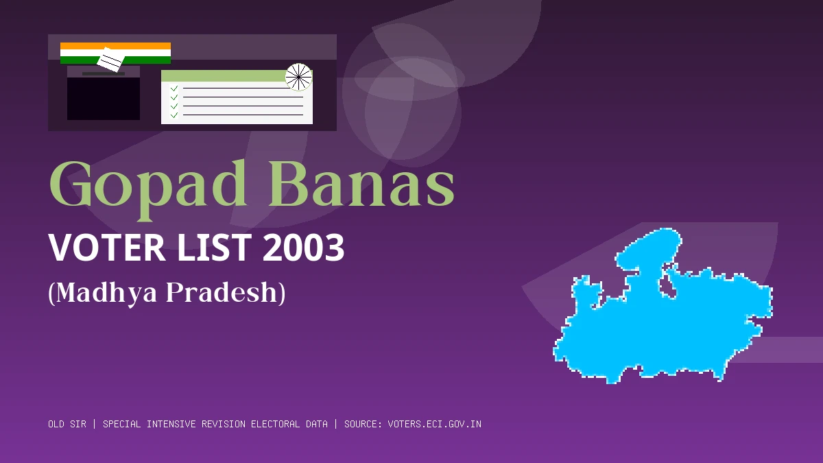 Gopad Banas Voter List 2003 PDF Download Madhya Pradesh