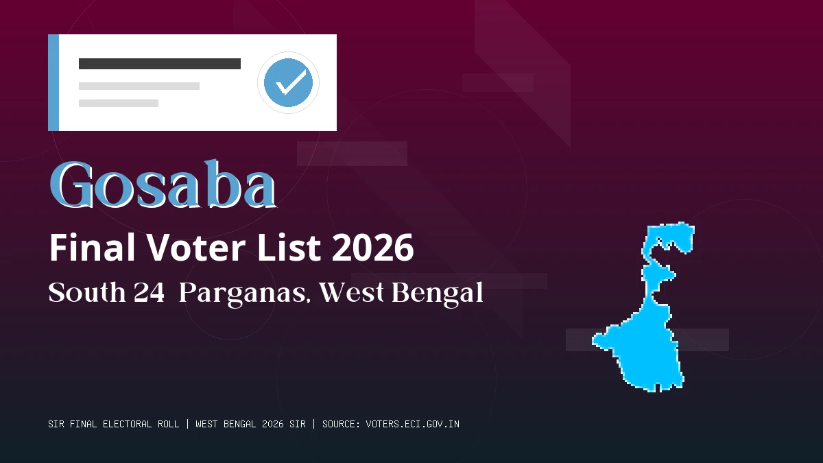 Gosaba Final Voter List 2026 West Bengal