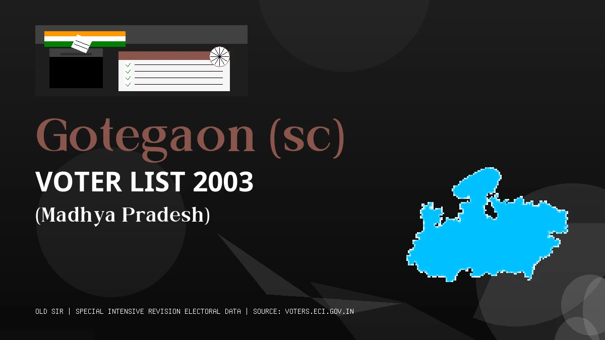 Gotegaon (sc) Voter List 2003 PDF Download Madhya Pradesh