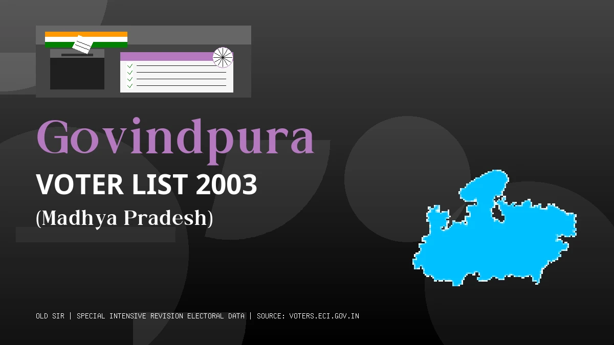Govindpura Voter List 2003 PDF Download Madhya Pradesh