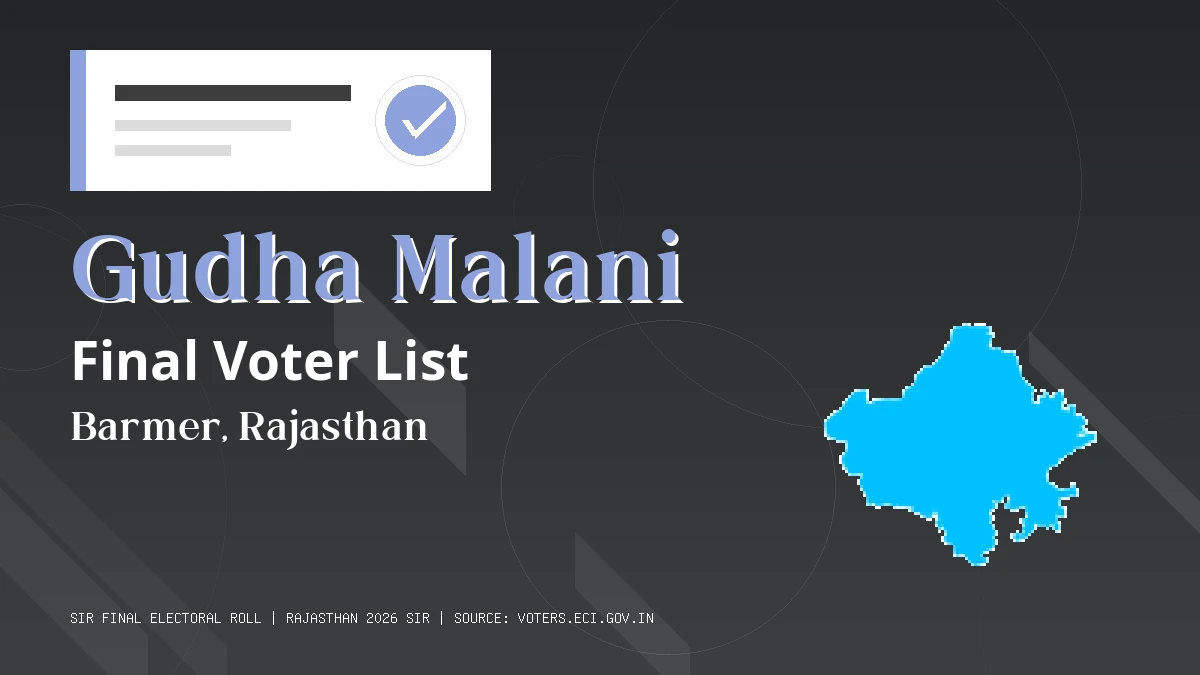 Gudha Malani Final Voter List Rajasthan