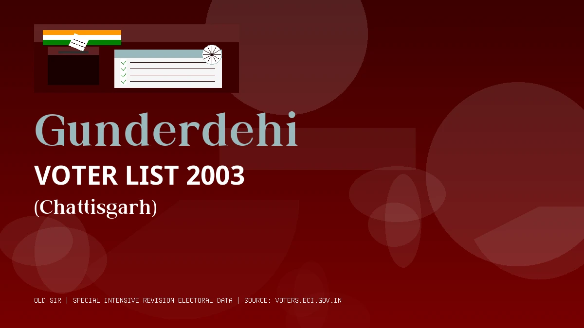 Gunderdehi Voter List 2003 PDF Download Chattisgarh