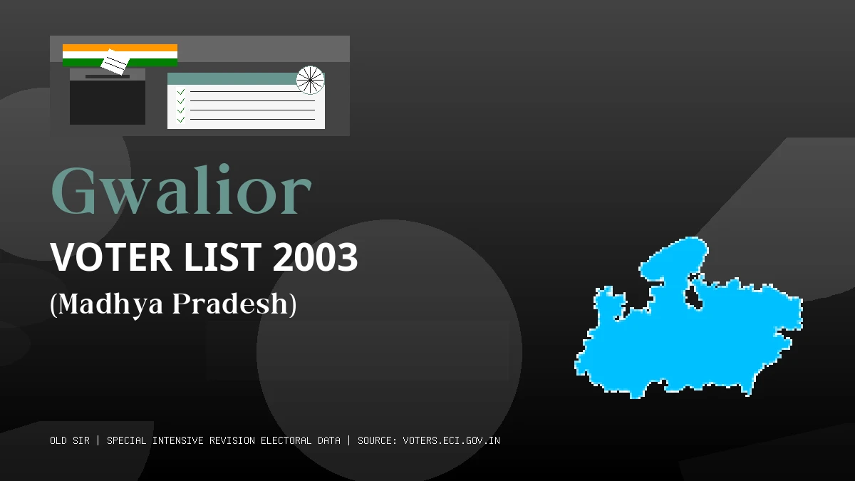 Gwalior Voter List 2003 PDF Download Madhya Pradesh