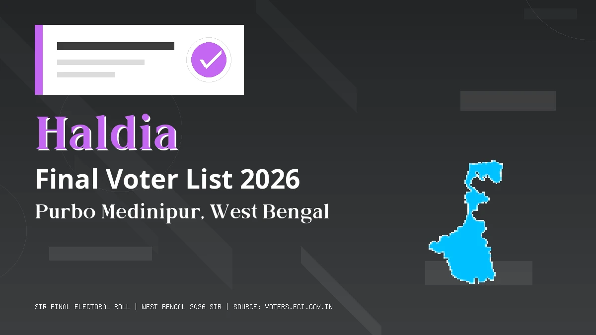 Haldia Final Voter List 2026 West Bengal