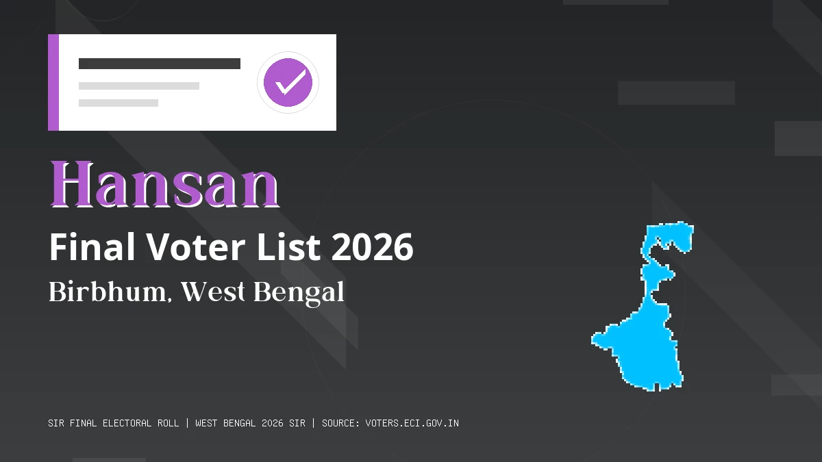 Hansan Final Voter List 2026 West Bengal