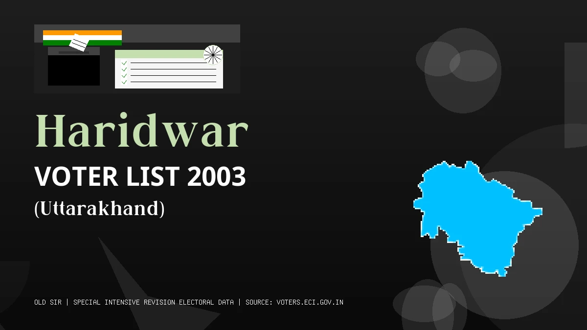 Haridwar Voter List 2003 PDF Download Uttarakhand