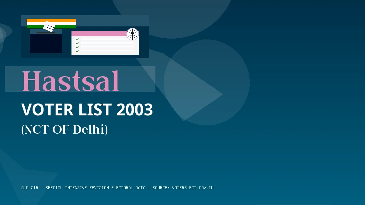 Hastsal Voter List 2003 PDF Download NCT OF Delhi