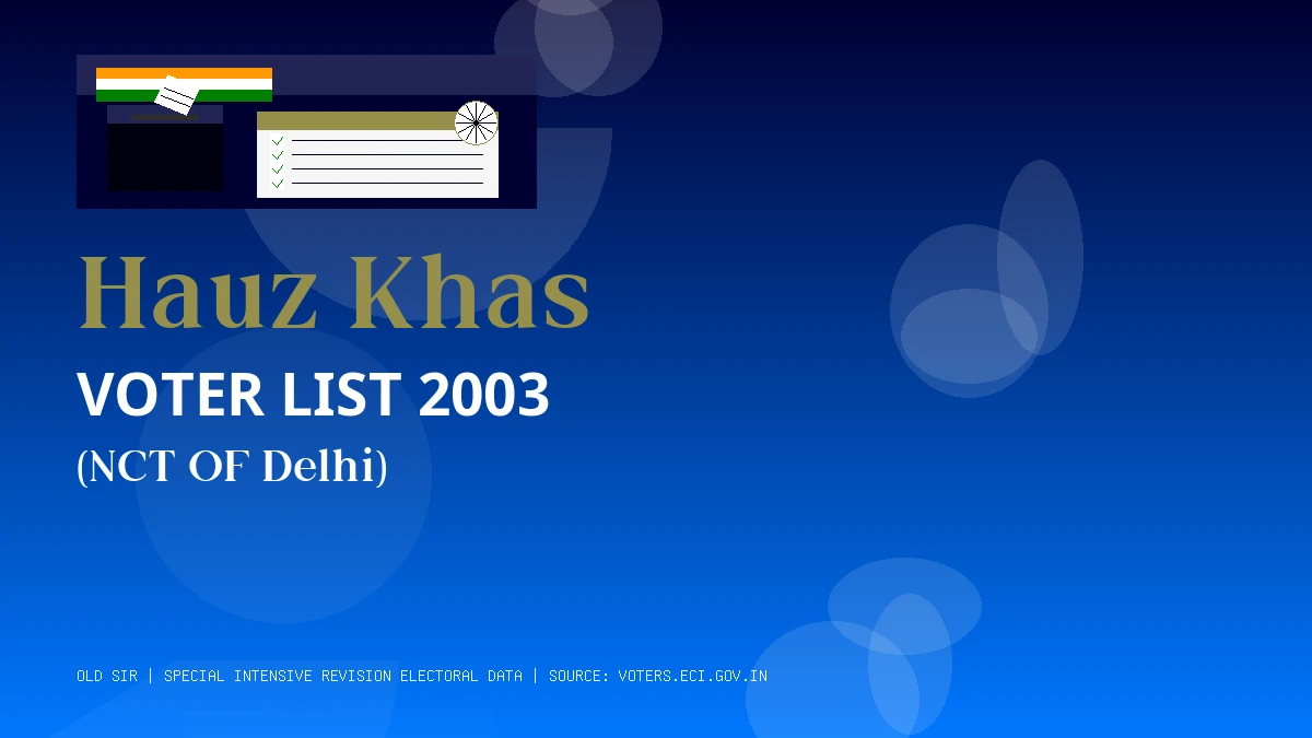 Hauz Khas Voter List 2003 PDF Download NCT OF Delhi