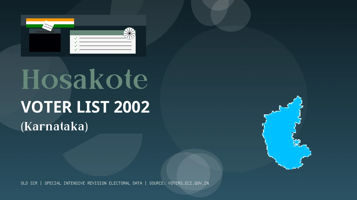 Hosakote Voter List 2002 PDF Download Karnataka