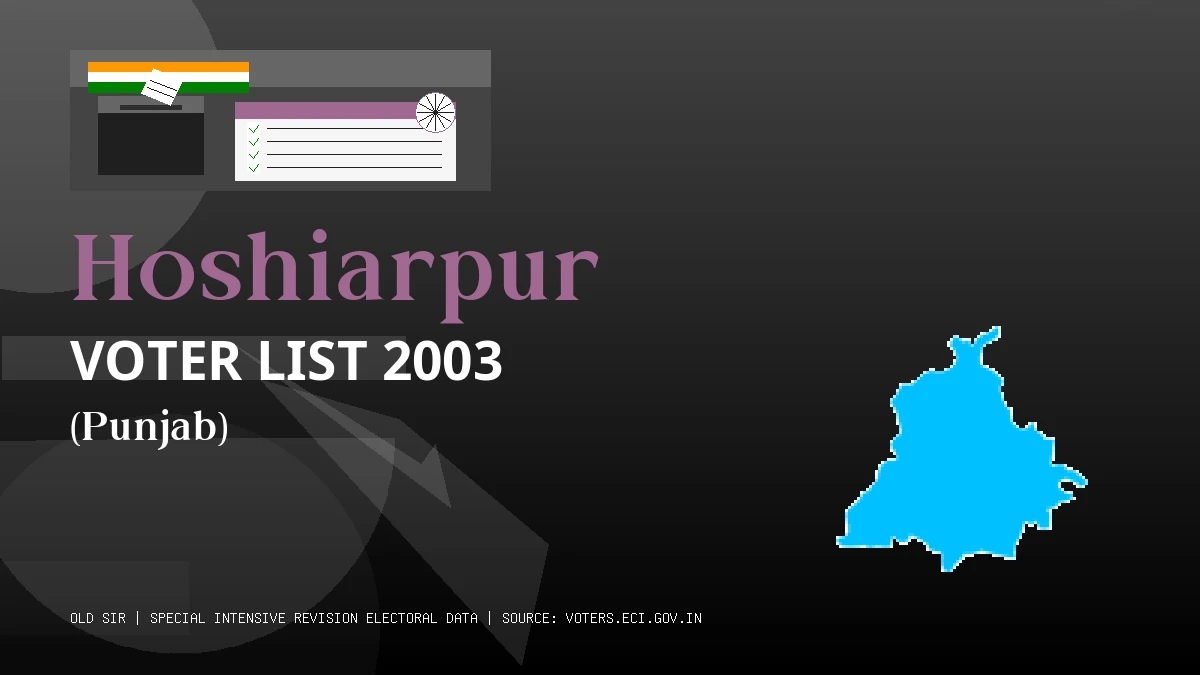Hoshiarpur Voter List 2003 PDF Download Punjab