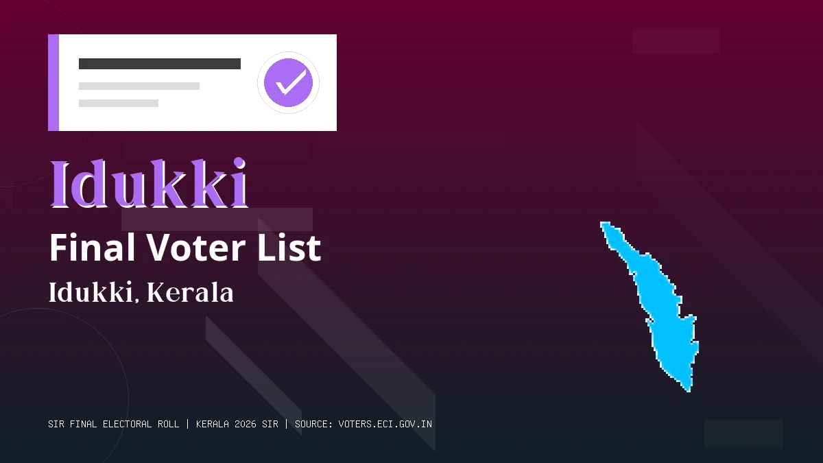 Idukki Final Voter List Kerala