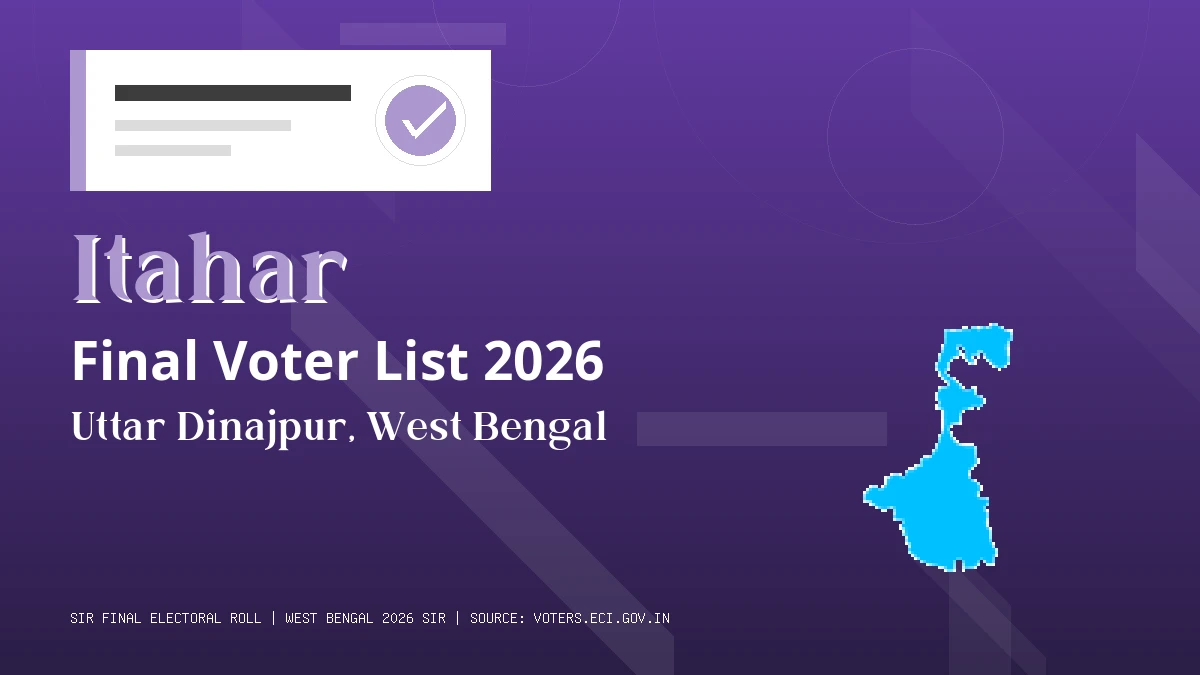 Itahar Final Voter List 2026 West Bengal