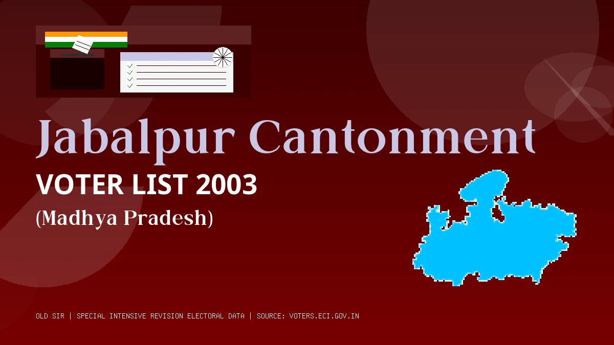 Jabalpur Cantonment Voter List 2003 PDF Download Madhya Pradesh