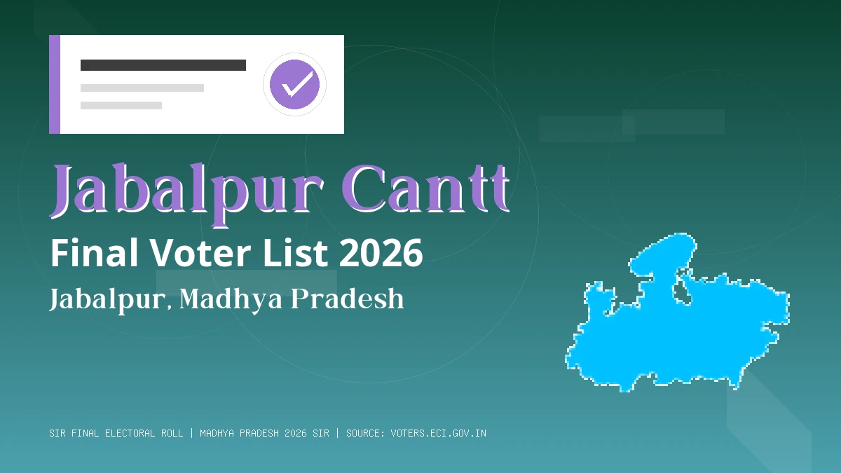 Jabalpur Cantt Final Voter List 2026 Madhya Pradesh