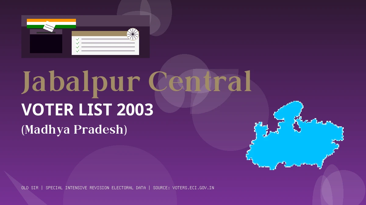 Jabalpur Central Voter List 2003 PDF Download Madhya Pradesh