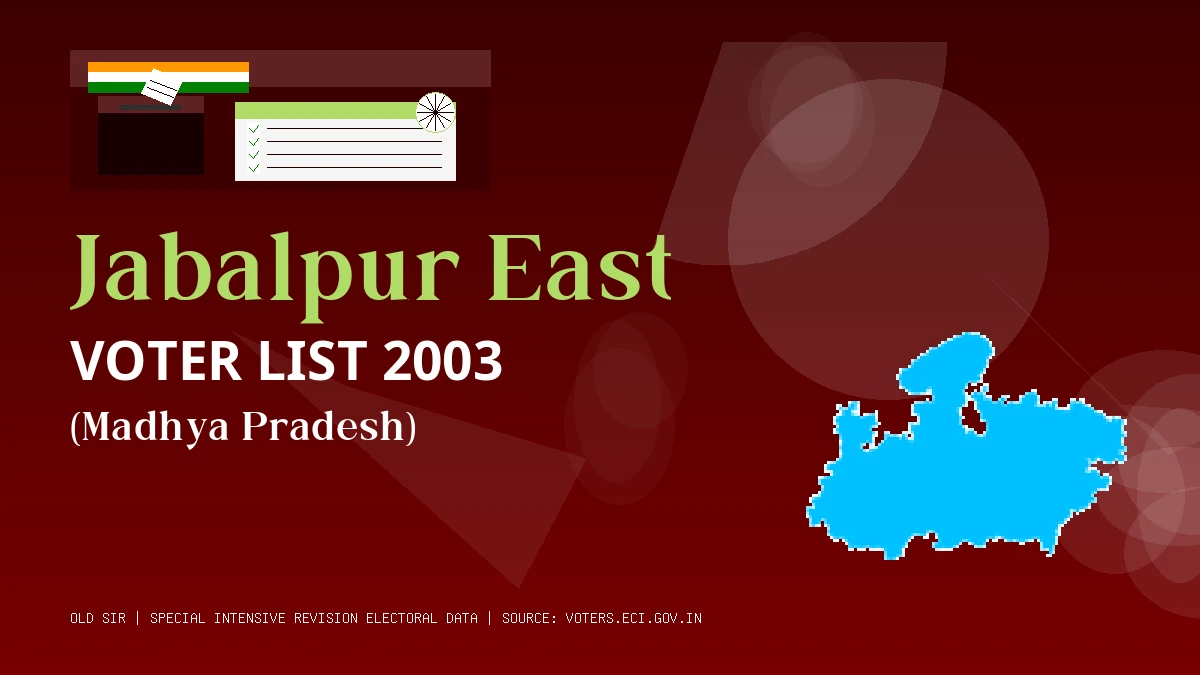 Jabalpur East Voter List 2003 PDF Download Madhya Pradesh