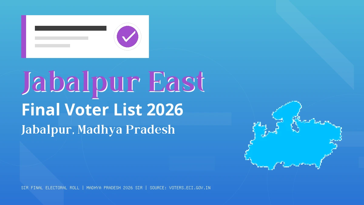 Jabalpur East Final Voter List 2026 Madhya Pradesh