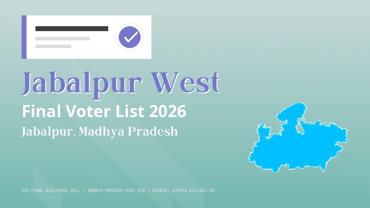 Jabalpur West Final Voter List 2026 Madhya Pradesh
