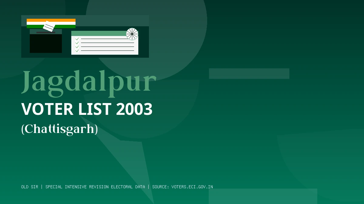 Jagdalpur Voter List 2003 PDF Download Chattisgarh