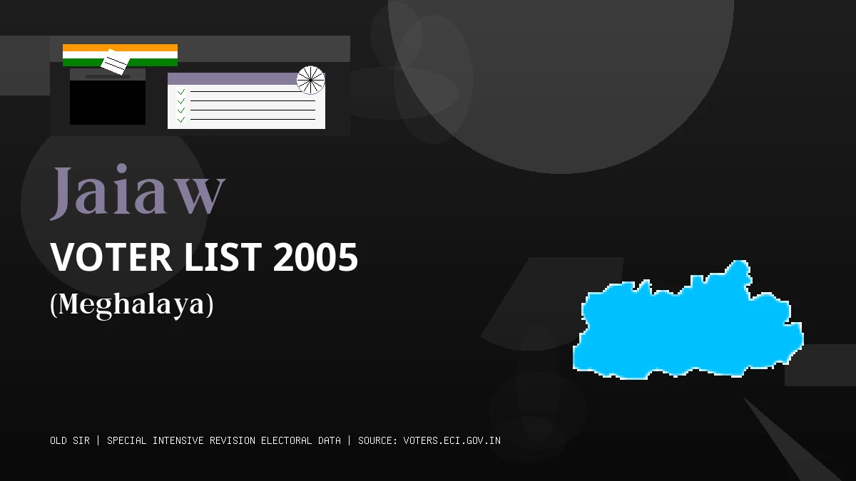 Jaiaw Voter List 2005 PDF Download Meghalaya