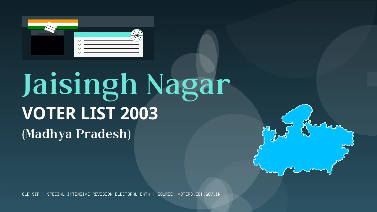 Jaisingh Nagar Voter List 2003 PDF Download Madhya Pradesh