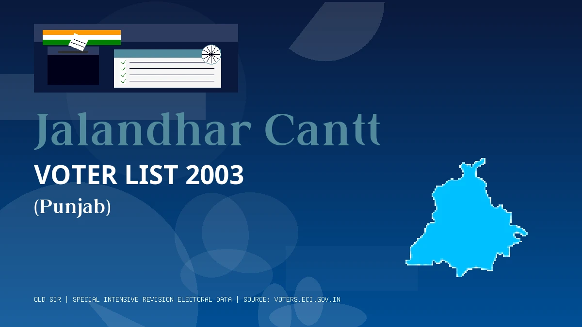 Jalandhar Cantt Voter List 2003 PDF Download Punjab