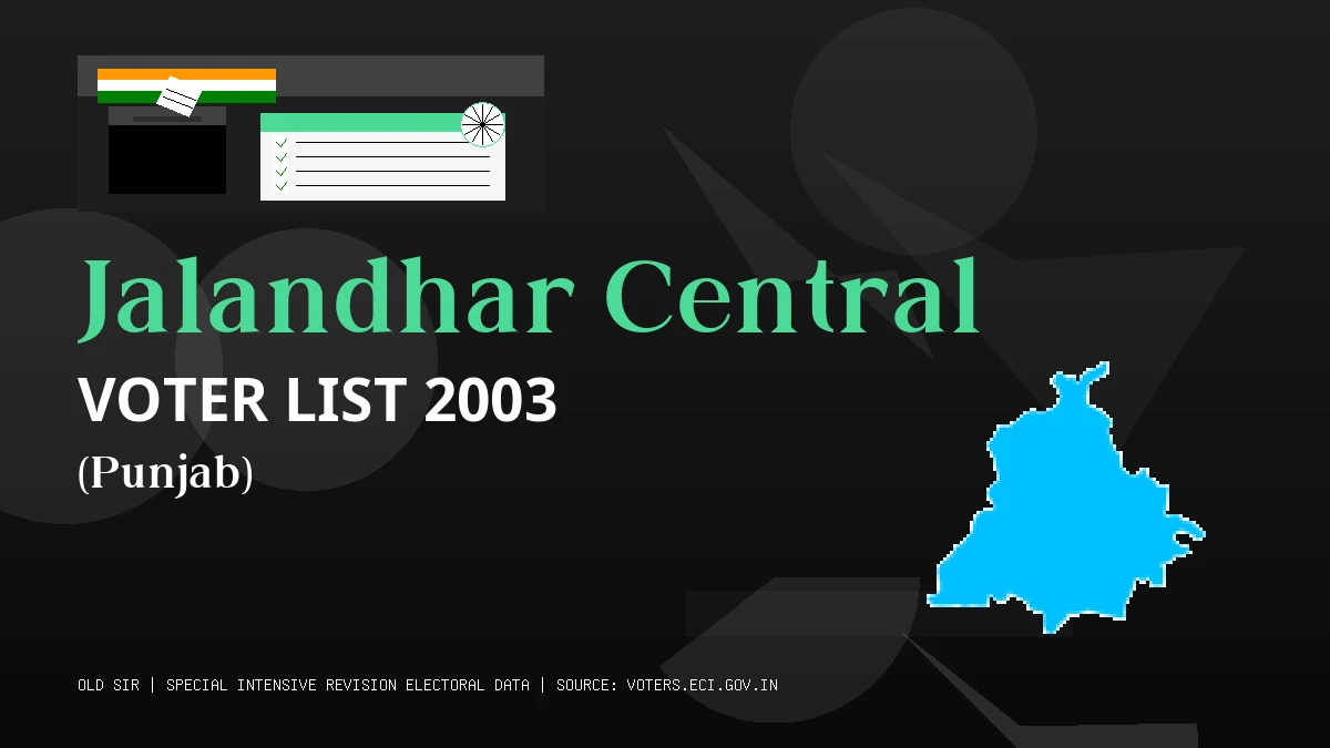 Jalandhar Central Voter List 2003 PDF Download Punjab