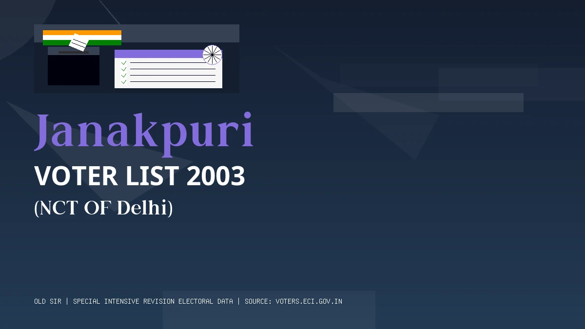 Janakpuri Voter List 2003 PDF Download NCT OF Delhi