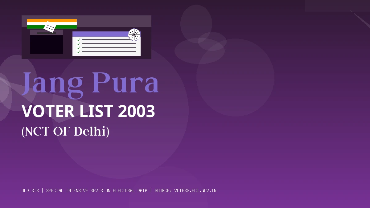 Jang Pura Voter List 2003 PDF Download NCT OF Delhi